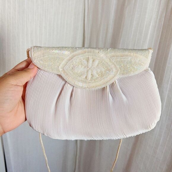 Carolyne Barton Night | Women’s | Bags | One Size | Vintage Evening White Beaded - Picture 1 of 4